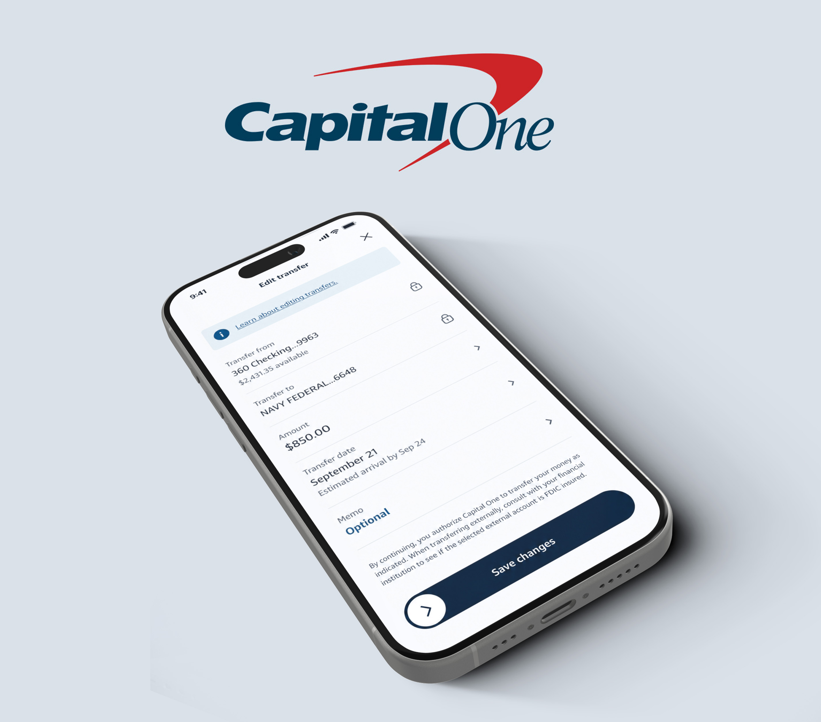 Recurring Transfers interface shown on a device mockup